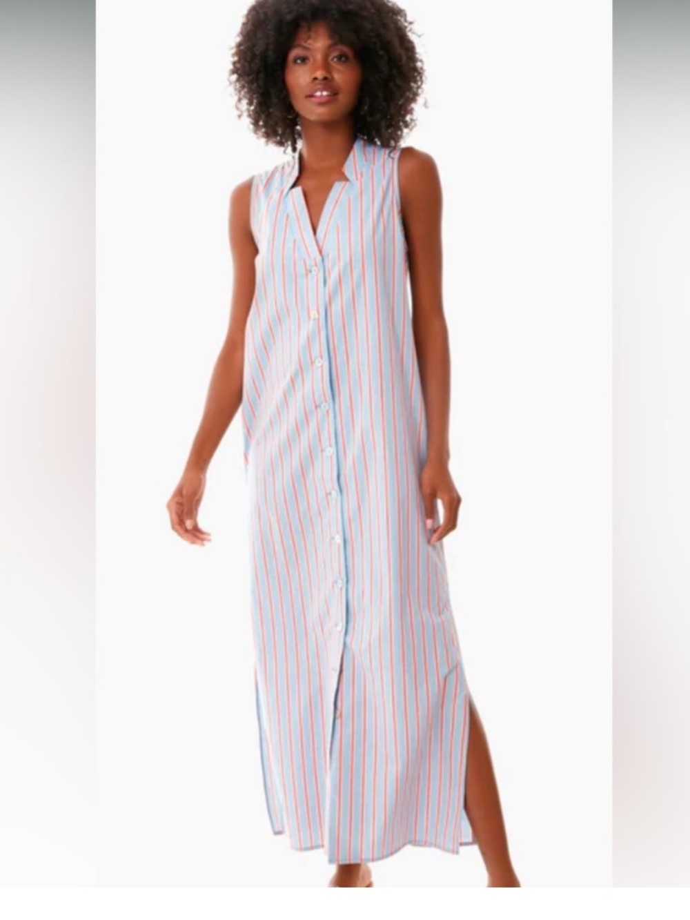Pomander Place by Tuckernuck 100% Cotton Striped Lara Maxi Shirt Dress size S